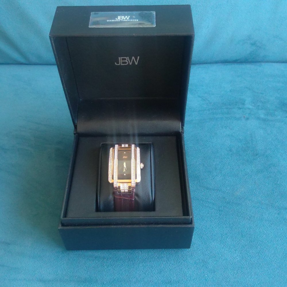 JBW women's watch brown leather strap diamond accent $157